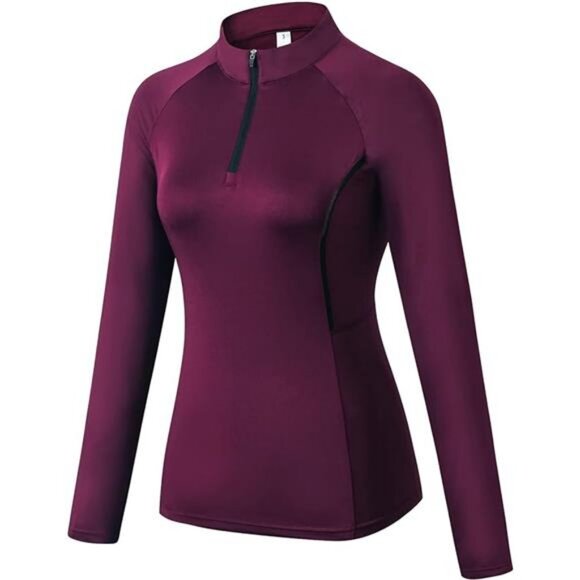 Womens Athletic Tops Long Sleeve Quick Dry UPF 50+ Soft Quarter Zip Pullover - Picture 8 of 8